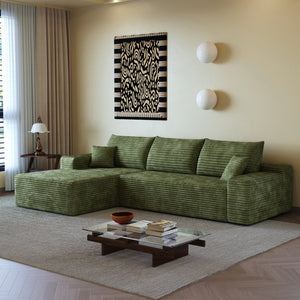 English Elm 107 Inch Modular Cloud Sectional in Plush Corduroy Deep Seat Lounge Sofa for Living Room W2824S00265