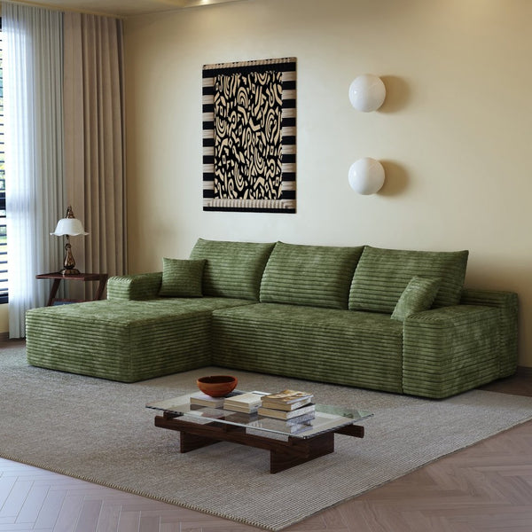 English Elm 107 Inch Modular Cloud Sectional in Plush Corduroy Deep Seat Lounge Sofa for Living Room W2824S00265