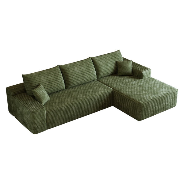 English Elm 107 Inch Modular L-Shape Sectional Sofa in Plush Corduroy for Modern Living Rooms W2824S00266