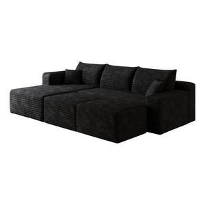 English Elm 95 Inch U Shaped Sectional Sofa with Plush Corduroy Deep Seat and Two Ottomans W2824S00274