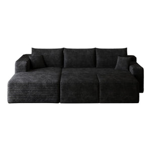 English Elm 95 Inch U Shaped Sectional Sofa with Plush Corduroy Deep Seat and Two Ottomans W2824S00274