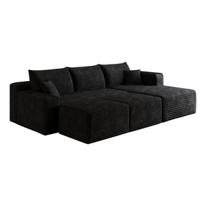 English Elm 95 Inch U Shaped Sectional Sofa with Ottomans Plush Corduroy Deep Seat Living Room W2824S00276