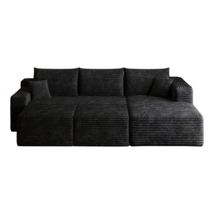 English Elm 95 Inch U Shaped Sectional Sofa with Ottomans Plush Corduroy Deep Seat Living Room W2824S00276