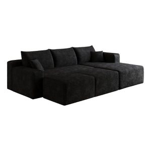 English Elm 118.2 Inch Modular Cloud Sofa Deep Corduroy Sectional with Feather Fill Cushions 95 inches W2824S00276
