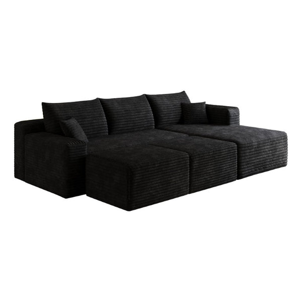 English Elm 118.2 Inch Modular Cloud Sofa Deep Corduroy Sectional with Feather Fill Cushions 95 inches W2824S00276