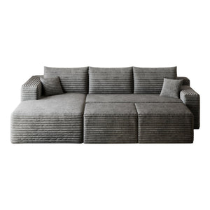 English Elm 95 Inch Cloud Sectional with Ottomans Plush Corduroy U Shaped Sofa for Living Room W2824S00278