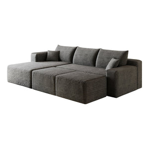 English Elm 95 Inch Cloud Sectional with Ottomans Plush Corduroy U Shaped Sofa for Living Room W2824S00278