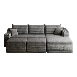English Elm 95 Inch U Shaped Sectional Sofa with Ottomans Plush Corduroy Cloud Couch for Living Room W2824S00280