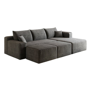 English Elm 95 Inch U Shaped Sectional Sofa with Ottomans Plush Corduroy Cloud Couch for Living Room W2824S00280