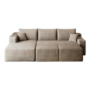 English Elm 95 Inch Cloud Sectional Corduroy Sofa with Ottomans U Shaped Modular Living Room Couch W2824S00282