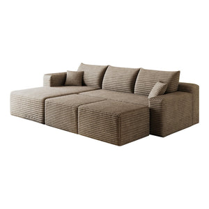 English Elm 95 Inch Cloud Sectional Corduroy Sofa with Ottomans U Shaped Modular Living Room Couch W2824S00282