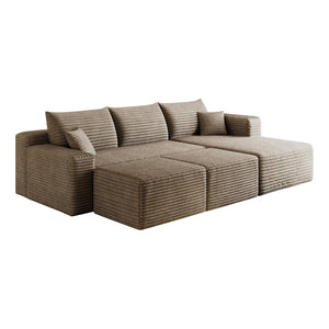 English Elm 95 Inch Cloud Sectional Corduroy Sofa with Ottomans U Shaped Plush Living Room Couch W2824S00284