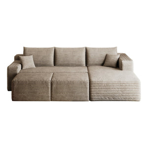 English Elm 95 Inch Cloud Sectional Corduroy Sofa with Ottomans U Shaped Plush Living Room Couch W2824S00284