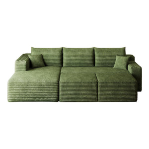 English Elm 95 Inch Cloud Sectional with Ottomans Plush Corduroy U Shaped Living Room Couch W2824S00286