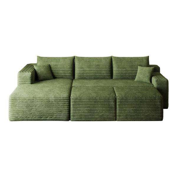 English Elm 95 Inch Cloud Sectional with Ottomans Plush Corduroy U Shaped Living Room Couch W2824S00286