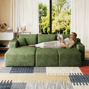 English Elm 95 Inch Cloud Sectional with Ottomans Plush Corduroy U Shaped Living Room Couch W2824S00286
