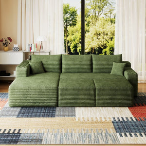 English Elm 95 Inch Cloud Sectional with Ottomans Plush Corduroy U Shaped Living Room Couch W2824S00286