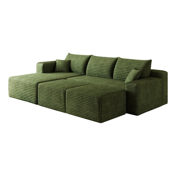 English Elm 95 Inch Cloud Sectional with Ottomans Plush Corduroy U Shaped Living Room Couch W2824S00286