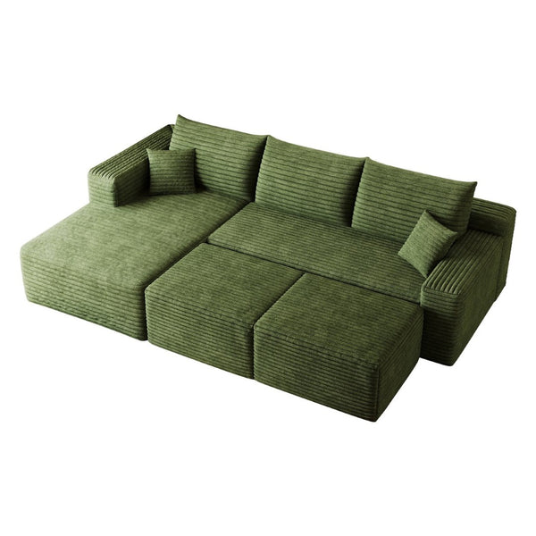 English Elm 95 Inch Cloud Sectional with Ottomans Plush Corduroy U Shaped Living Room Couch W2824S00286