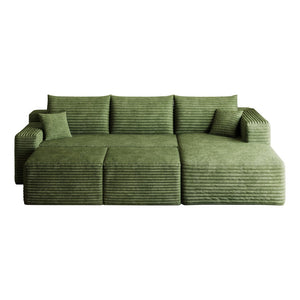 English Elm 95 Inch U Shaped Sectional Sofa with Ottomans Plush Corduroy Cloud Seating Modern W2824S00288