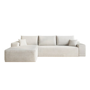 English Elm 107 Inch Modular Cloud Sectional Plush Corduroy Deep Seat Sofa for Living Room White - A W2824S00289