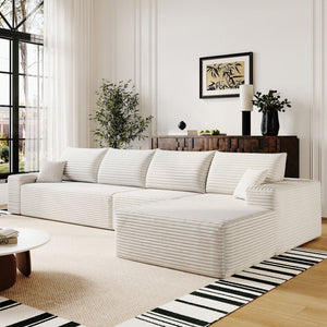 English Elm 135" Cloud Modular Sectional Deep Seat Corduroy Sofa Fully Assembled for Living Room W2824S00294