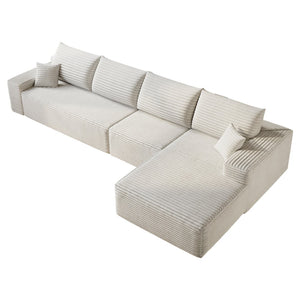 English Elm 135" Cloud Modular Sectional Deep Seat Corduroy Sofa Fully Assembled for Living Room W2824S00294