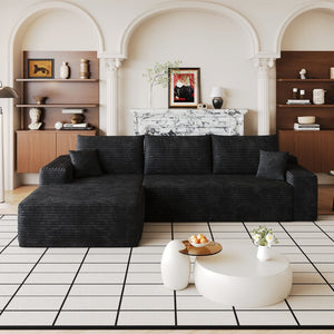 English Elm 107 Inch Modular L-Shaped Sectional Sofa Plush Corduroy Deep Seat Lounge Couch W2824S00297