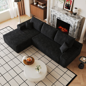 English Elm 107 Inch Modular L-Shaped Sectional Sofa Plush Corduroy Deep Seat Lounge Couch W2824S00297
