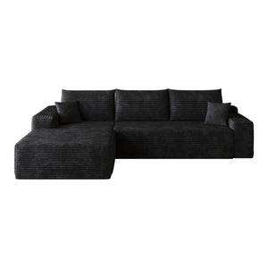 English Elm 107 Inch Modular L-Shaped Sectional Sofa Plush Corduroy Deep Seat Lounge Couch W2824S00297