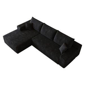 English Elm 107 Inch Modular L-Shaped Sectional Sofa Plush Corduroy Deep Seat Lounge Couch W2824S00297