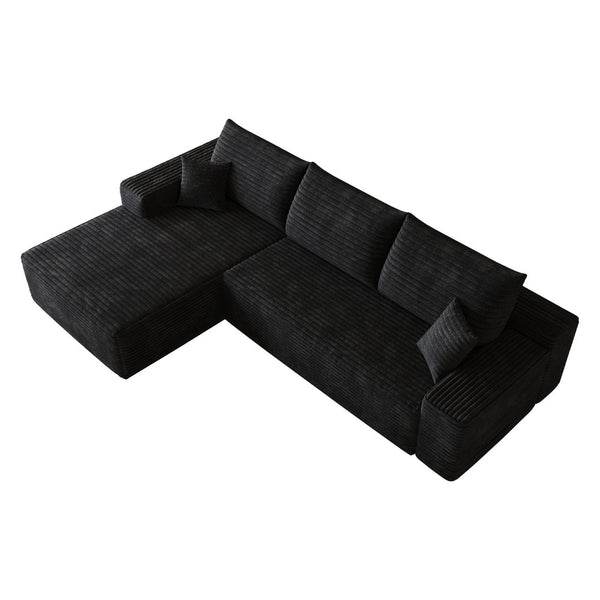 English Elm 107 Inch Modular L-Shaped Sectional Sofa Plush Corduroy Deep Seat Lounge Couch W2824S00297