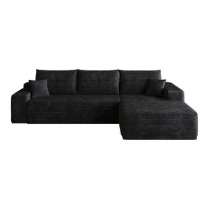 English Elm 107 Inch Modular Cloud Sectional in Plush Corduroy Deep Seat Chaise for Living Rooms W2824S00298