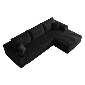 English Elm 107 Inch Modular Cloud Sectional in Plush Corduroy Deep Seat Chaise for Living Rooms W2824S00298