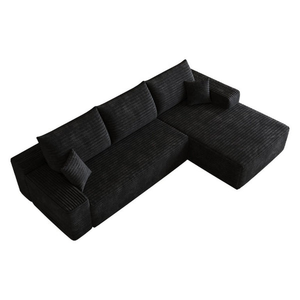 English Elm 107 Inch Modular Cloud Sectional in Plush Corduroy Deep Seat Chaise for Living Rooms W2824S00298
