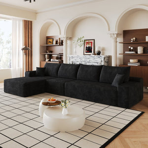 English Elm 135 Inch Modular L-Shape Sectional Sofa Plush Corduroy Deep Seat No Assembly W2824S00301