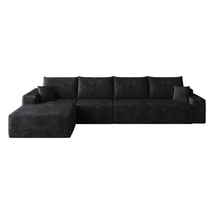 English Elm 135 Inch Modular L-Shape Sectional Sofa Plush Corduroy Deep Seat No Assembly W2824S00301