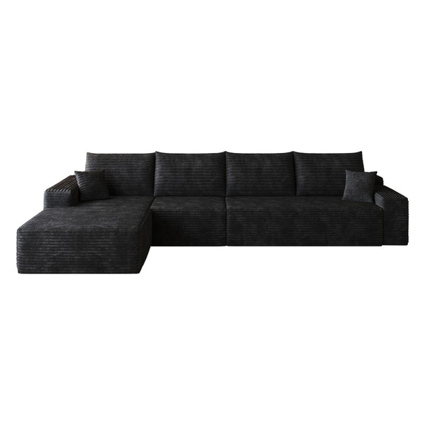 English Elm 135 Inch Modular L-Shape Sectional Sofa Plush Corduroy Deep Seat No Assembly W2824S00301