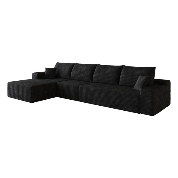 English Elm 135 Inch Modular L-Shape Sectional Sofa Plush Corduroy Deep Seat No Assembly W2824S00301