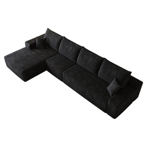 English Elm 135 Inch Modular L-Shape Sectional Sofa Plush Corduroy Deep Seat No Assembly W2824S00301