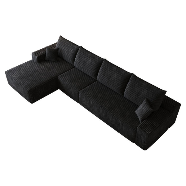 English Elm 135 Inch Modular L-Shape Sectional Sofa Plush Corduroy Deep Seat No Assembly W2824S00301