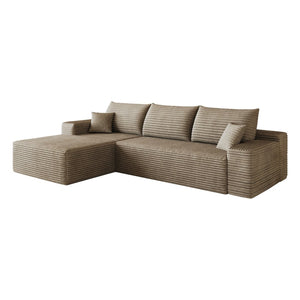 English Elm 107 Inch Modular Cloud Sectional with Reversible Chaise Deep Seat Corduroy Sofa W2824S00305