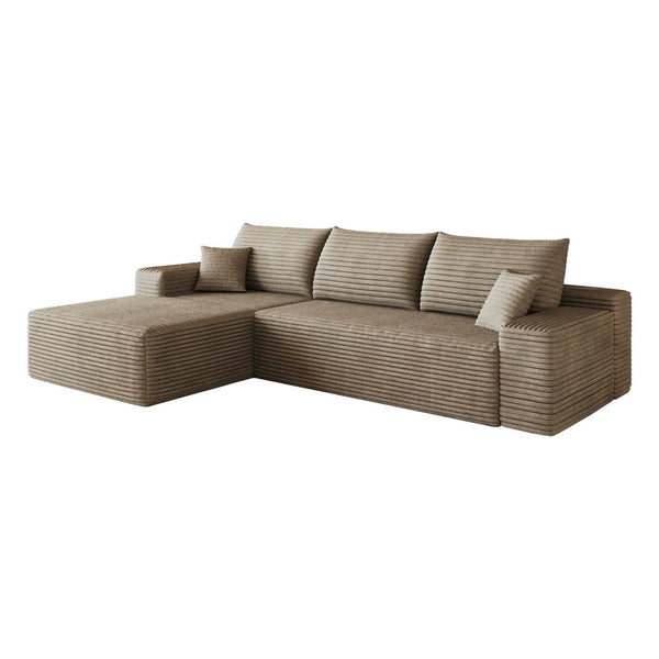 English Elm 107 Inch Modular Cloud Sectional with Reversible Chaise Deep Seat Corduroy Sofa W2824S00305