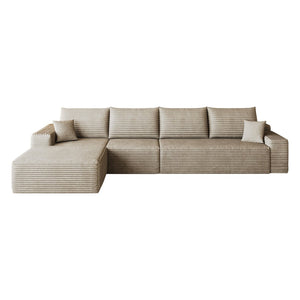 English Elm 135 Inch L-Shape Modular Cloud Sectional Plush Corduroy Deep Seat Sofa for Living Room W2824S00309