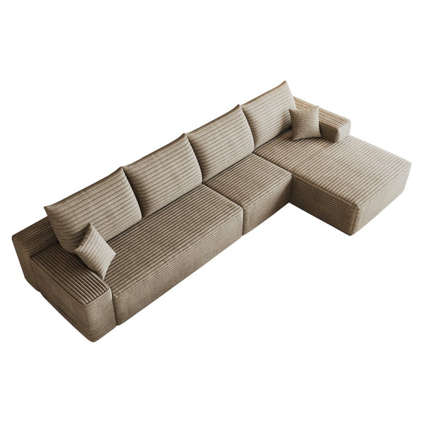 English Elm 134 Inch Modular Cloud Sectional Deep Seat Corduroy Sofa No Assembly Living Room W2824S00310