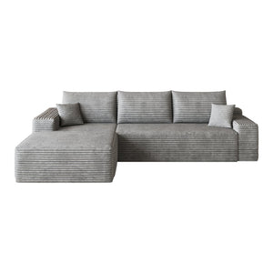 English Elm 107 Inch Cloud Modular Sectional Corduroy Deep Seat Sofa with Reversible L Shaped Chaise Grey - A W2824S00313