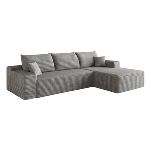 English Elm 107 Inch Cloud Modular Sectional Corduroy Deep Seat Sofa with Reversible L Shaped Chaise Grey - B W2824S00314