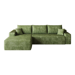 English Elm 107 Inch Modular Corduroy Sectional Sofa with Reversible Chaise Deep Cushion Lounge W2824S00321