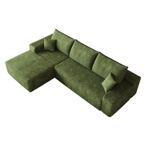 English Elm 107 Inch Modular Corduroy Sectional Sofa with Reversible Chaise Deep Cushion Lounge W2824S00321