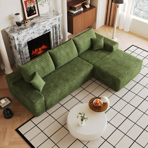 English Elm 107 Inch Modular L Shaped Sectional Sofa Deep Seat Plush Corduroy Living Room Couch W2824S00322